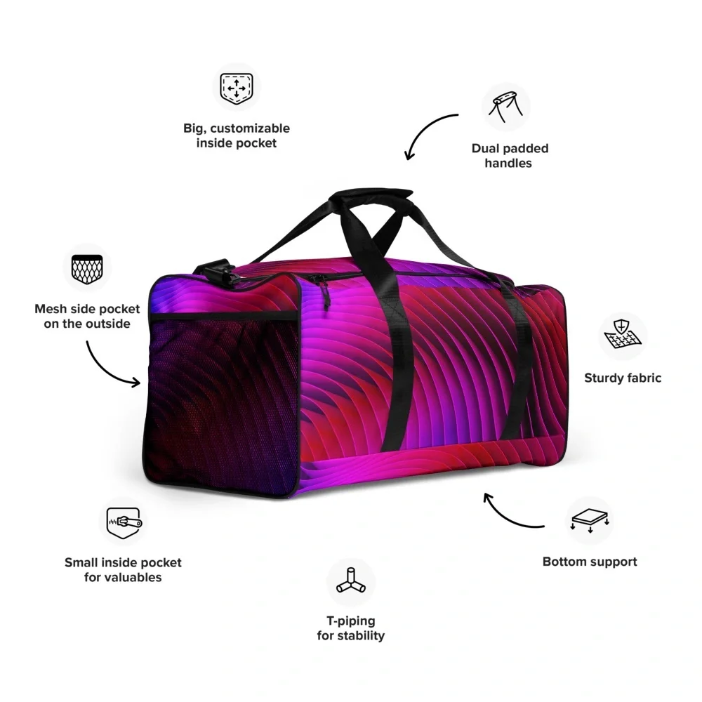 Duffel Bag Max Storage Space, Bright Colorful Design. Durable.